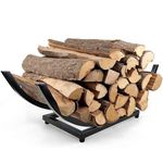 Curved Firewood Rack, Heavy-duty Firewood Holder Indoor Outdoor for Firewood Storage, Strong Fireplace Wood Log Rack, Metal/Black (30-Inch)