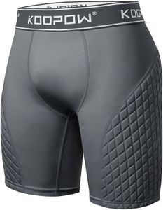 KOOPOW Youth Boys Sliding Shorts Youth Padded Slider Shorts, Boys Compression Underwear for Baseball, Football, Lacrosse, Hockey,Grey7,XS