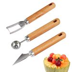 Bekecidi 3 PCS Watermelon Cutter Slicer Tool, Stainless Steel Fruit Scooper Fruit Carving Tools Set Melon Baller Scoop Watermelon Knife Cube Cutter for Kitchen Gadget