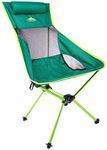 Cascade Mountain Tech Outdoor High Back Lightweight Camp Chair with Headrest and Carry Case - Green