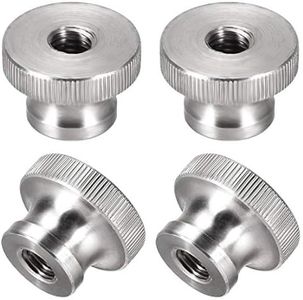 uxcell Knurled Thumb Nuts, 4Pcs M8x1.25mm 304 Stainless Steel Round Knobs Fasteners for 3D Printer Parts, Silver Tone