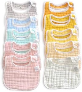 EllieHouse Baby Bibs for Girls Boys 10 Pack Drooling Teething Drool Teeth Bibs Muslin Cotton Absorbent Soft Bibs for Infant Toddler Essentials