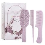 HAIROIC Hairbrush and Comb Set - Detangler Brush for Wet, Dry, Curly, Women & Kids Hair with Comb - Eco Hair Brush Set