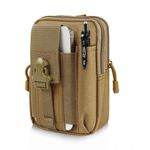 Tactical Belt Pouch for Men molle Military Accessories Pouches Small Gear Pouch for Camping Hunting Duty Belt EDC Gadgets Utility Phone Bag (TAN)