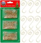 R N' D Toys Tree Ornament Hooks - Christmas Tree Decorating Metal Wire Hangers for Hanging Decorations - Pack of 120 (Gold)