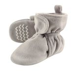 Hudson Baby Cozy Velour Booties with Non Skid Bottom, Gray, 12-18 Months