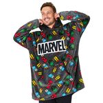 Marvel Oversized Blanket Hoodie for Men Captain America Iron Man (Grey Aop)