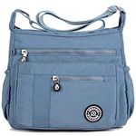 Crossbody Bags for Women, Waterproof Nylon Shoulder Bag Cross body Travel Purse with Multi Pockets Zipper, Lightweight Casual Nylon Messenger Bag for Work, Hiking, Nurse, Casual (Light Blue)