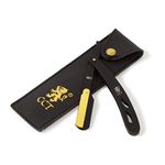 The Cambridge Cutthroat® Cut Throat Razor Kit with Travel Pouch - Black & Gold Stainless Steel Professional Barber Razor Men - Single Blade Straight Edge Razor - Moustache Shaver & Beard Shaper