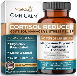 OmniCalm Cortisol Supplements for Women & Men | Cortisol Reducer & Manager with Sensoril Ashwagandha, Suntheanine L-Theanine, Magnesium Glycinate | Physician-Formulated 14-in-1 Stress Relief - USA