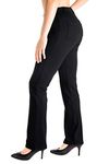 Yogipace,Belt Loops,Tall Women's Straight Leg Yoga Dress Pant Work Pants Commute Office Slacks,35",Black,Size L