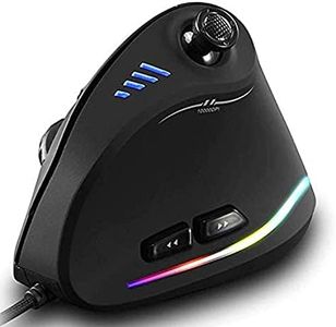 Vertical Gaming Mouse Wired with Rocker, 11 Programmable Buttons, 10000 DPI Adjustable, for PC FPS Games, MAC, USB, Black