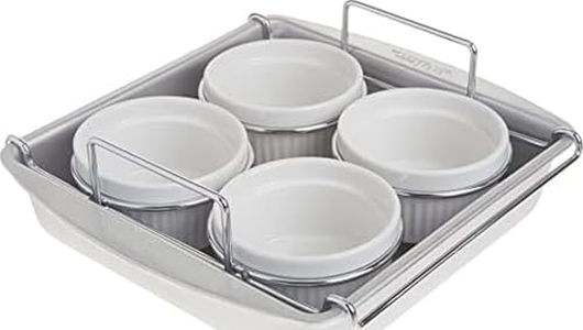 Chicago Metallic Professional 6-Piece Creme Brulee Set with 4 Porcelain Ramekins, 8-inch Square Pan and Wire Rack