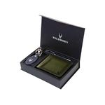 WildHorn Leather Wallet, Keychain & Pen Combo I Gift Hamper for Men (Moss Green)