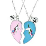 FSMILING Unicorn Enamel Alloy BFF Best Friend Heart Necklace Cute Friendship Necklaces for Girls - 2 Piece