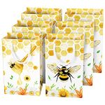 WERNNSAI Bee Theme Party Bags - 16 Pack Bumble Bee Party Gift Bags for Kids Girls Honey Bee Birthday Party Supplies Candy Treats Goodies Favors Bags with Handle