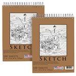 U.S. Art Supply 11" x 14" Premium Spiral Bound Sketch Pad, Pad of 100-Sheets, 60 Pound (100gsm)