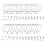 Adiyer 28pcs 1.5-Inch Inner Diameter Drapery Eyelet Sliding Curtain Rings with Pin-on Drapery Hook Curtain Hooks (White)