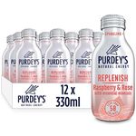 Purdey's Replenish Multivitamin Energy Drink - Raspberry & Rose with Essential Minerals - 12 x 330ml Bottles