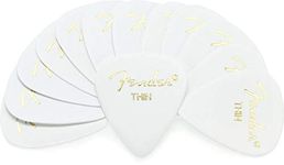 Fender 351 Classic Celluloid Guitar Picks 12-Pack-White-Thin