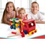 Wooden Twist Assembling Car Puzzle with Hammer, Screw Driver, Wooden and Ball Toy Mechanic Set