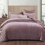 Tache Velvet Dreams Luxurious Velveteen Velour Super Soft Plush Warm Cozy Diamond Tufted Polka Dot Quilted Coverlet Light Purple Mauve Bedspread Set, King