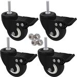 MySit 4pcs Stem Casters M8x25 with Brake Lock | 2 Inch Heavy Duty PU Rubber Swivel Castor Wheel Shopping Trolley - Threaded Stem Bolt with Nuts (CasterBrake50_8x25N)