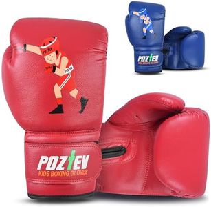 POZTEV Youth Boxing Gloves for Kids Ideal for Boxing, Kickboxing, Muay Thai, UFC, MMA - Beginner Junior Heavy Punching Bag Gloves for Children Sparring Training Martial Arts Mitts (Red,6oz)