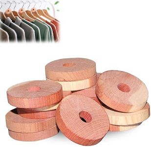 WEZCHUGHAOL Natural Cedar Rings Clothes Storage - 12 Pack Moth Repellent Rings with Fresh Wood Scent, Hanger Hook Design for Closet Organizer, Safe & Long-Lasting Protection for Wardrobe(Round)