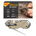 Smith’s 50980 Pocket Pal Tactical Knife Sharpener - Desert Tan - 2 Stage Sharpener & Diamond Sharpening Rod - Pocket Clip - Outdoor Hunting Knife & Hook Sharpener - Compact & Lightweight