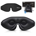 WellSync Sleep Eye Mask, 3D Contoured Cup Sleeping Mask Blindfold, Eye Covers with Adjustable Strap, Block Out Light, Breathable & Soft for Traveling, Nap,Camping Yoga, Includes Ear Plugs(Black)