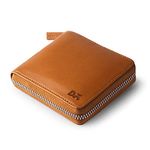 DailyObjects Tan Women's Zip Wallet | Made with Leather Material | Carefully Handcrafted | Holds up to 8 Cards | Slim and Easy to Fit in Pocket | Coin Pocket with Button Closure