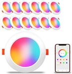 MELPO Recessed Lighting 6 Inch, 150W Equivalent 1760LM, RGBW Smart LED Ceiling Light with APP Control, 16W Daylight 5000K, Color Changing Downlight for Bedroom Kitchen Living Room, (12 Pack)