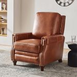 HULALA HOME Genuine Leather Recliner Chair, Classic Push Back Recliner Armchair with Thick Seat and Backrest (Saddle)