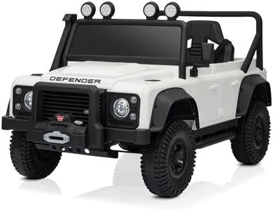 Kidzone 12V Licensed Land Rover Defender 110 SVX Ride On Car for Kids, Electric SUV Toy w/Remote Control, LED Lights, Bluetooth, USB/AUX Music, Multiple Speeds - White