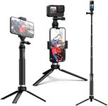 TELESIN 35'' Selfie Stick with Tripod Phone Holder, Waterproof Pole Aluminum Extendable Monopod for GoPro Hero 11 10 9 8 7 Insta 360 One R One X2 X3 DJI Osmo Pocket Action 2 3 Camera Android iPhone