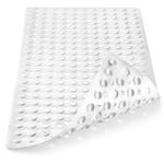 DOPROP Anti Slip Bath Shower Mat for Inside Extra Long Non Slip Bathtub Mat for Elderly Children Vinyl Shower Mats Rugs Runners with Strong Suction Cups Drain Holes White Bathroom Accessories,88X40CM