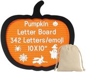 G GAMIT Black Pumpkin Felt Letter Board with 294 Changeable Letters&Numbers, 10”x10” Message Board Letter Sign Board in Black Frame with Stand and Canvas bag for Announcement&Notification(Orange)