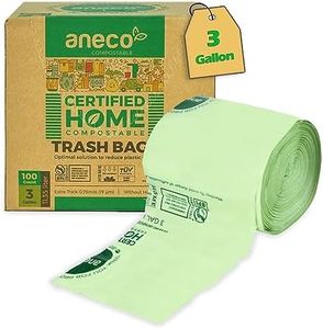 ANECO 100% Compostable Food Waste Bags 3 Gallon, 100 Count, Extra Thick Compost Bags for Countertop Bin, Small Compost Bag, Food Waste Bags with TUV OK Compost Home and BPI certified