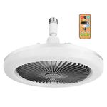 Hoxfly Led Ceiling Fans Lights 30W, Φ25cm Modern Bedroom Reversible Fan Light Quiet 3 Speeds Color Dimmable, E27 Lamp Holder, Timing Bathroom Living Room, White (301-19571-30YLE00)