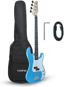 Kadence PBLB Tennessee 46.5” Electric Bass Guitar (P-Style) | Solid PoplarWood Body, Maple Neck | Split-Coil Pickup | Fixed Bridge | Gig Bag + Cable | Matte Blue