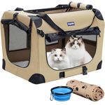 Petprsco Portable Collapsible Dog Crate, Travel Dog Crate 24x17x17 with Soft Warm Blanket and Foldable Bowl for Large Cats & Small Dogs Indoor and Outdoor