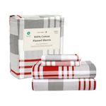 Lane Linen 100% Cotton Flannel Sheets Set - Queen Size Flannel Sheets, 4-Piece Luxury Bedding Sets, Brushed for Extra Softness, Warm, 15' Deep Pocket (Fits Upto 17' Mattress) - Red Plaid