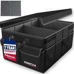 FORTEM Car Trunk Organizer, Collapsible Multi Compartment Car Organizer, Foldable SUV Storage for Car Accessories for Women Men, Soft Cover (Black)