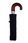 Totes Raindrops Auto-open Wood Crook Handle Umbrella Black