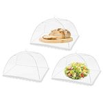 3 Pack Food Cover Mesh Screen and Collapsible Umbrella Reusable Tents for Parties Picnics BBQs Outdoors Net Pop up Covers Cake Storage Tent Keep Out Flies Bugs Mosquitoes - 14 Inch