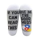 LEVLO Funny Patient Gift Hospital Socks If You Can Read This Give Me The Good Meds Cotton Socks Gift for Him or Her (MID CALF - GREY)