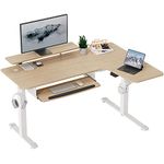 EUREKA ERGONOMIC L Shaped Standing Desk with Keyboard Tray, 155×110cm Electric Height Adjustable Computer Desk with Monitor Stand & LED Strips, Dual Motor Sit Stand Up Corner Gaming Desk (right)