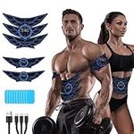 SEVEKO EMS Muscle Stimulator ABS Trainer, ABS Stimulator for Men Women, Safty Effective Quick EMS Muscle Trainer, Full-body Workout ABS Trainer, 8 Modes & 15 Intensities, 10pcs Replacement Hydrogels