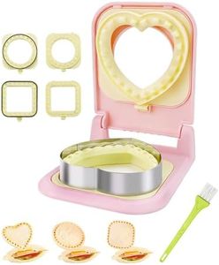3-in-1 Uncrustable Sandwich Maker - Heart/Circle/Square Crustless Sandwich Cutter & Sealer for Kids' Lunch, Breakfast & Lunchboxes | BPA-Free Press, Easy Clean, Food-Grade PP (Pink)